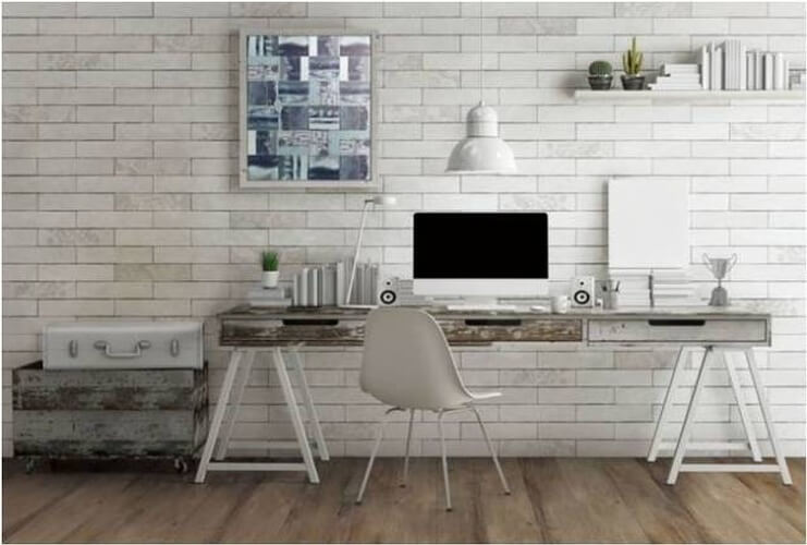 Vinyl Flooring in a Living Room with a Computer Table - Remodeling Services GTA by Urban Construction and Development